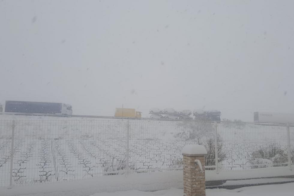 Camiones atascados en la A-23.
