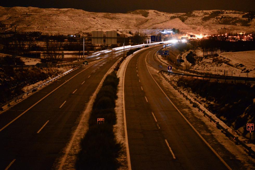 Circulación en la A-23 en Teruel después de los cortes por la nevada