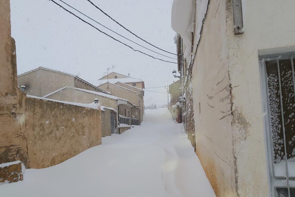 Imágenes de la nevada en Ferreruela de Huerva (Teruel).