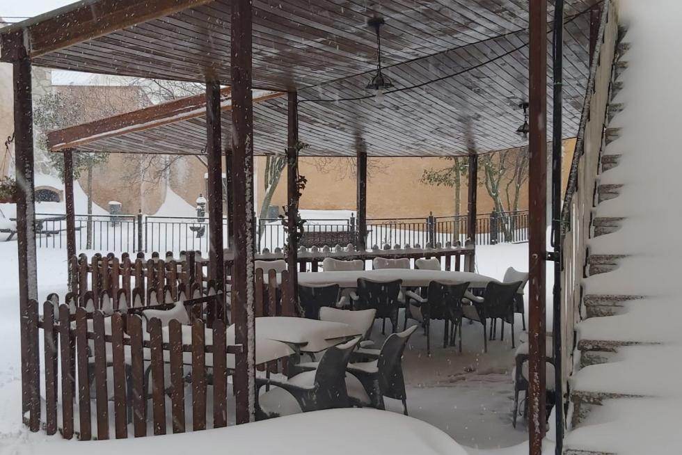Imágenes de la nevada en Ferreruela de Huerva (Teruel).