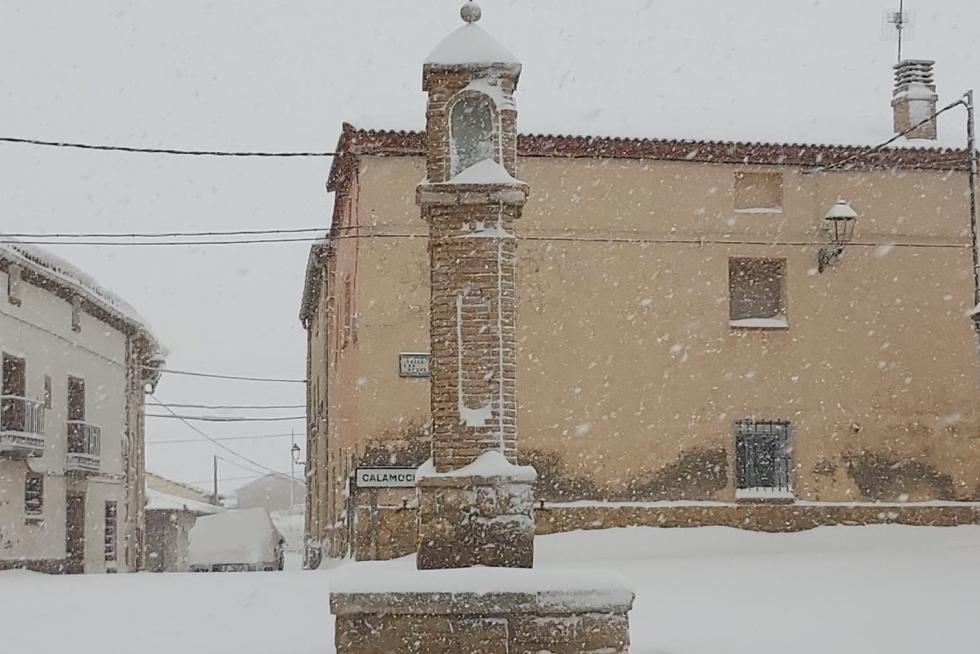 Imágenes de la nevada en Ferreruela de Huerva (Teruel).