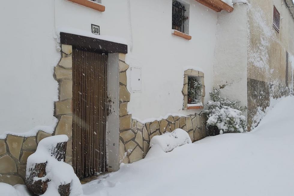 Imágenes de la nevada en Ferreruela de Huerva (Teruel).
