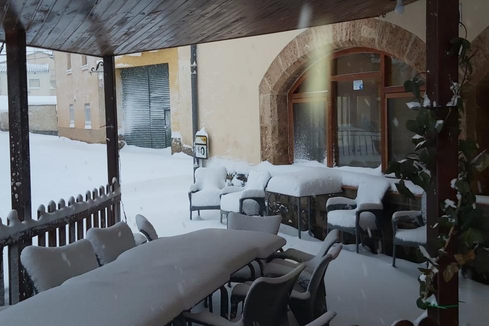 Imágenes de la nevada en Ferreruela de Huerva (Teruel).