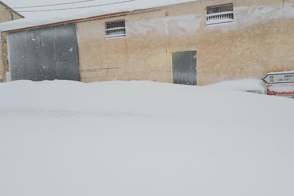 Imágenes de la nevada en Ferreruela de Huerva (Teruel).