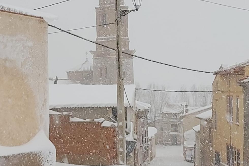 Imágenes de la nevada en Ferreruela de Huerva (Teruel).