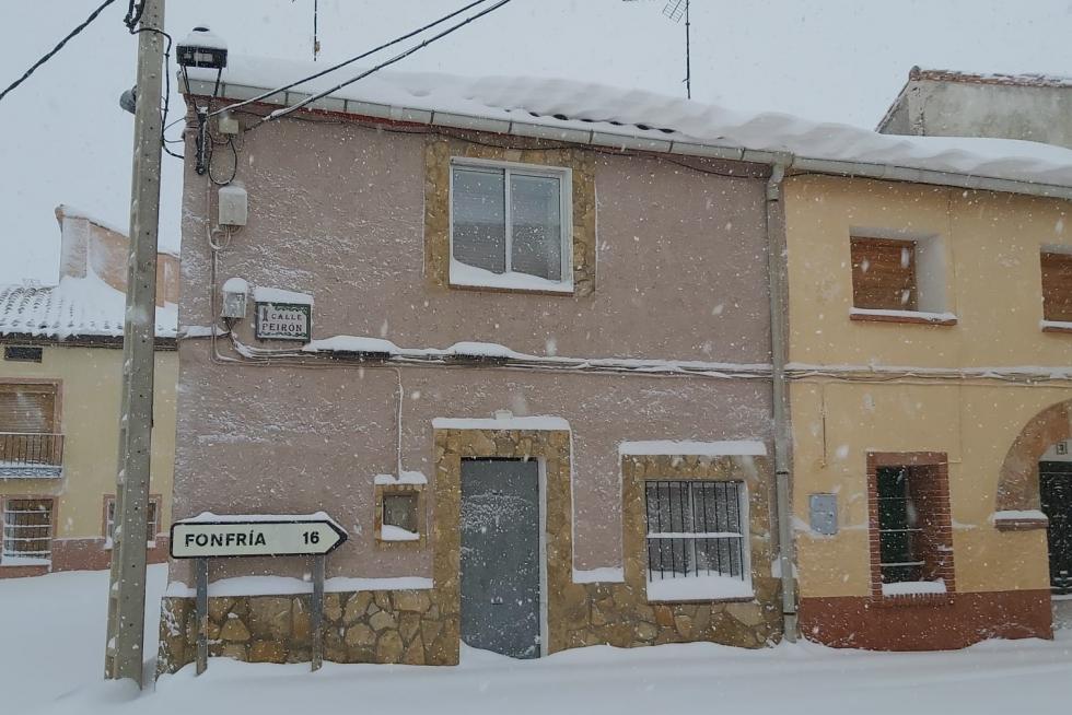 Imágenes de la nevada en Ferreruela de Huerva (Teruel).