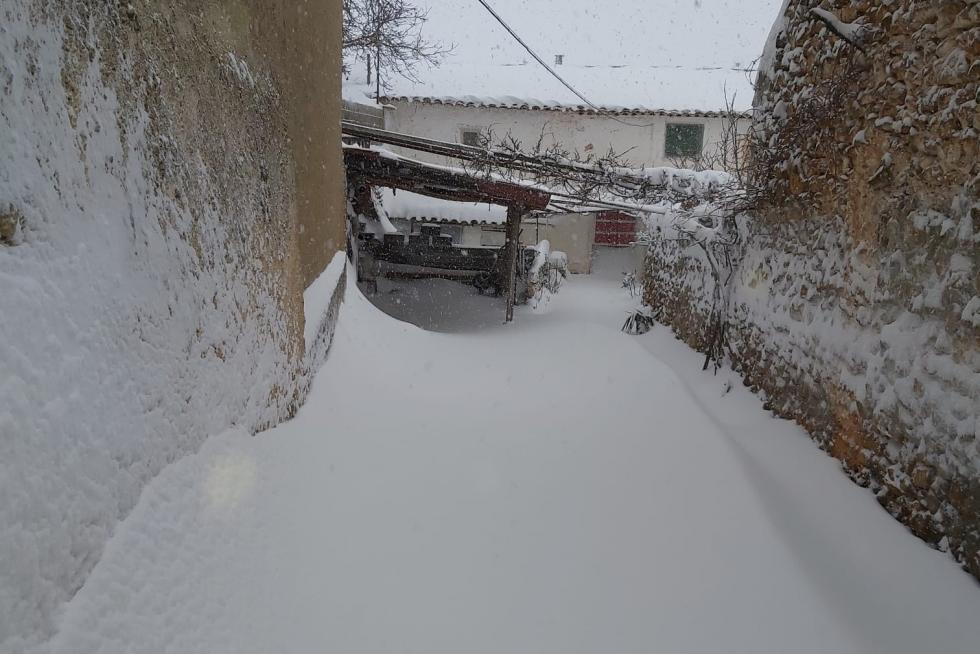 Imágenes de la nevada en Ferreruela de Huerva (Teruel).