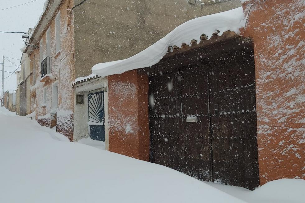 Imágenes de la nevada en Ferreruela de Huerva (Teruel).