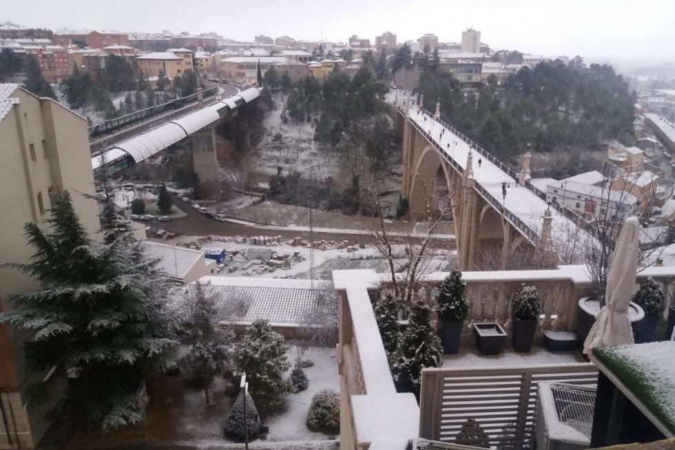 Nieve en Teruel capital, este martes