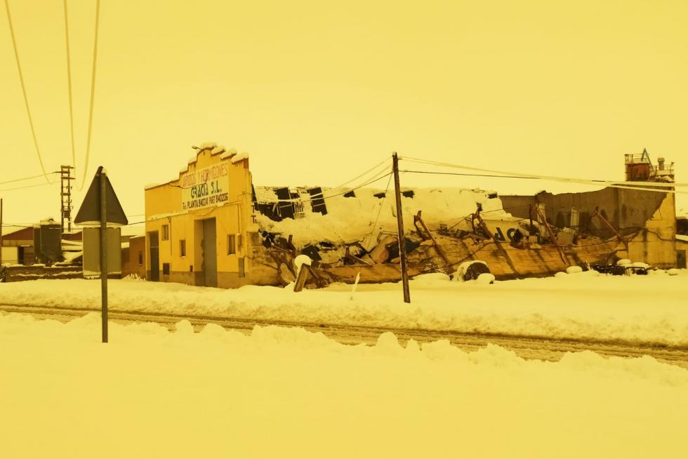Una nave nevada en Alcorisa.