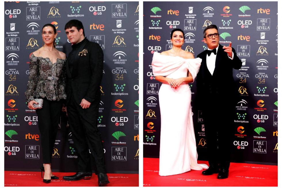 Dobles parejas: Raquel Sánchez Silva, vestida de Palomo Spain (su acompañante) y Silvia abril, de Lorenzo Caprile, con Andreu Buenafuente