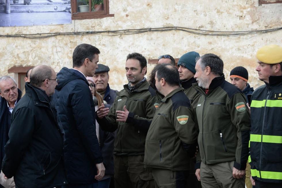 Pedro Sánchez visita Cantavieja para conocer los daños del temporal.