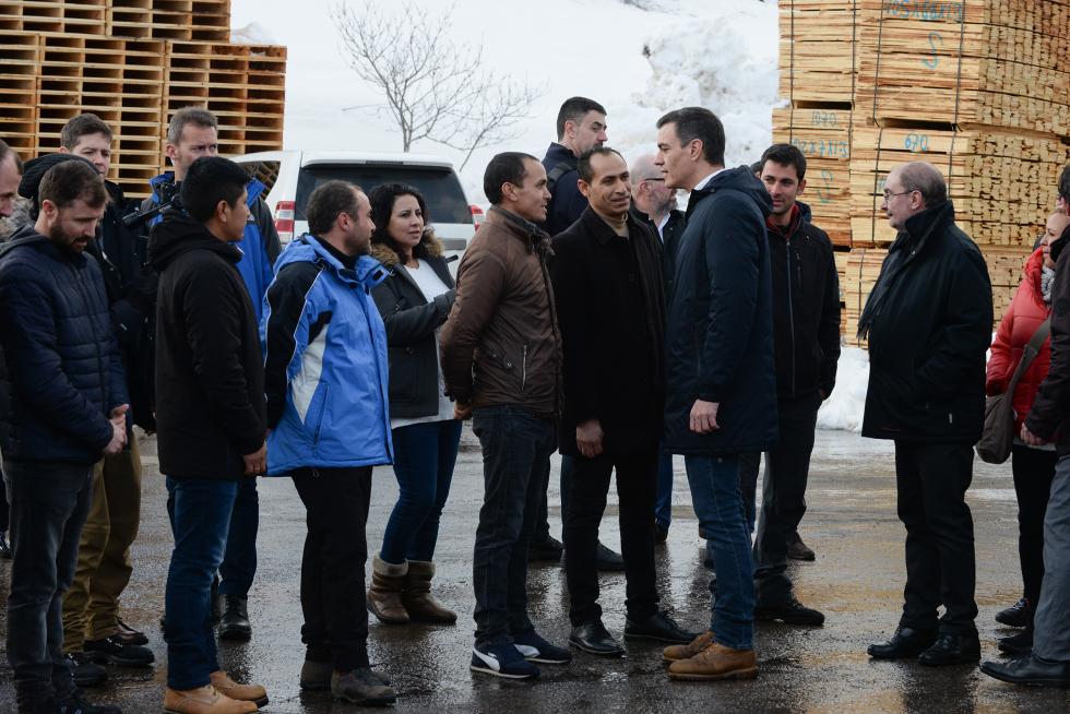 Pedro Sánchez visita Cantavieja para conocer los daños del temporal.