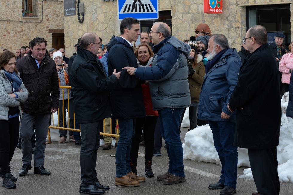 Pedro Sánchez visita Cantavieja para conocer los daños del temporal.
