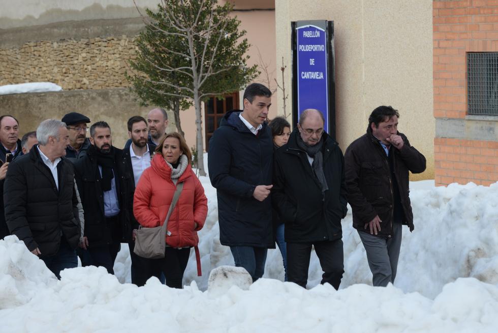 Pedro Sánchez visita Cantavieja para conocer los daños del temporal.