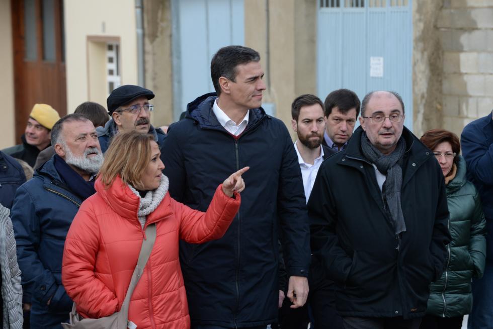 Pedro Sánchez visita Cantavieja para conocer los daños del temporal.