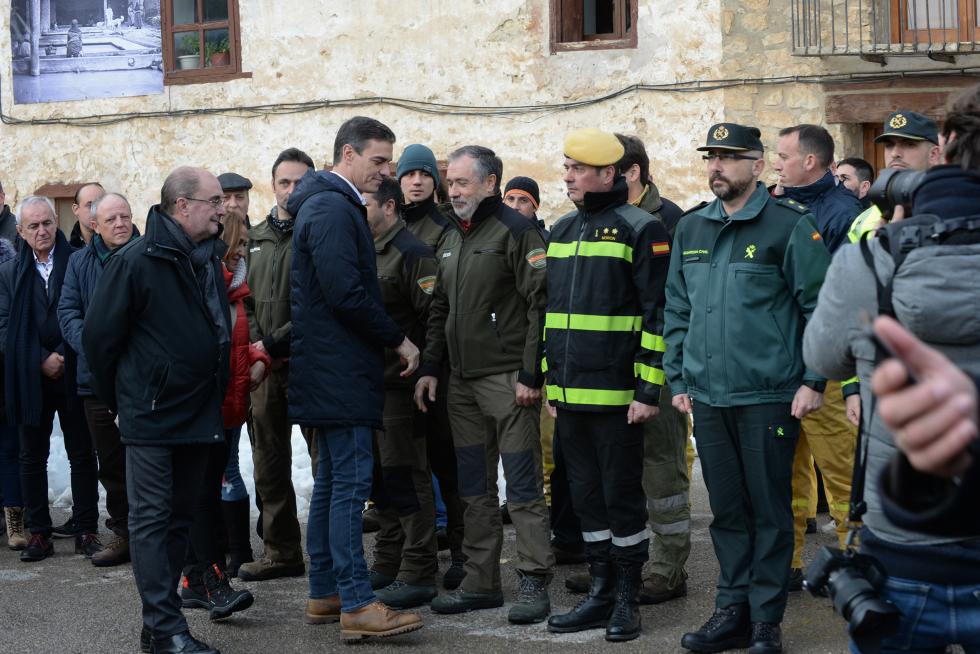 Pedro Sánchez visita Cantavieja para conocer los daños del temporal.