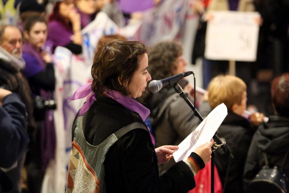 Manifestación del 8-M en las calles de Huesca.