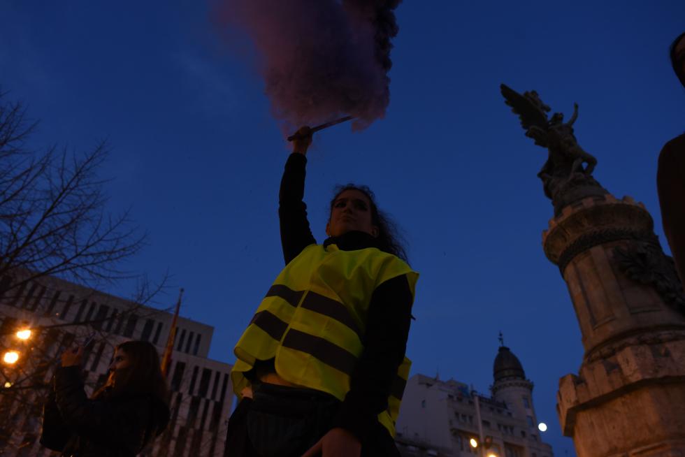 Manifestación feminista por el 8-M en Zaragoza.