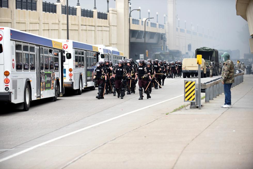State Police and National Guard near the Minneapolis Police third precinct