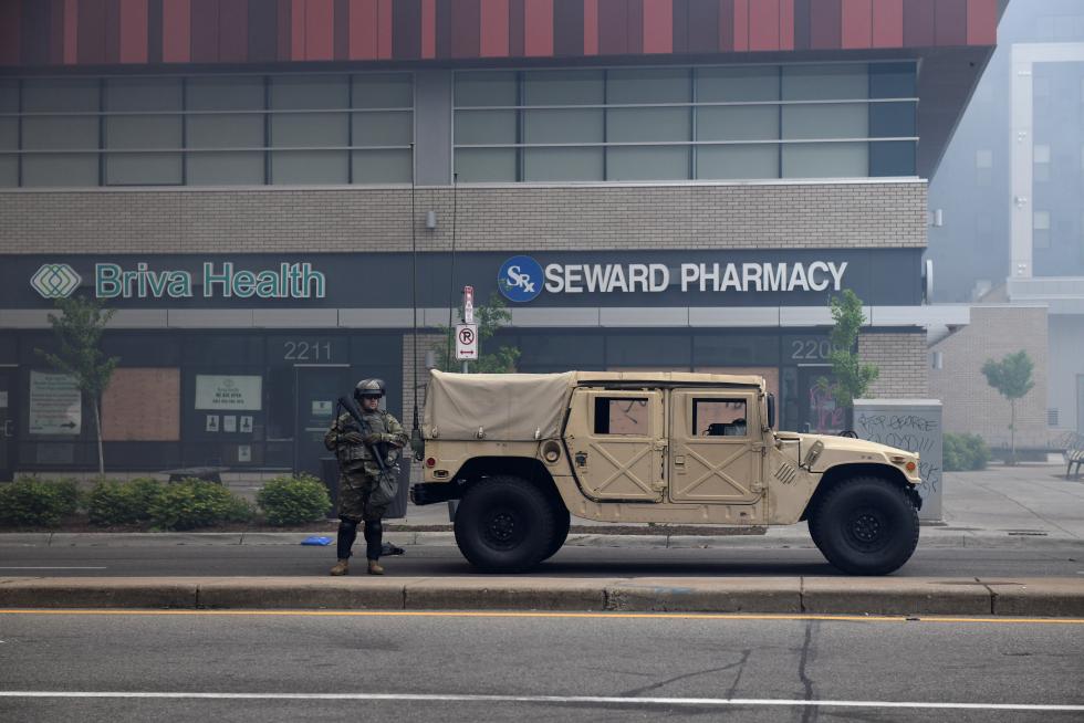 State Police and National Guard near the Minneapolis Police third precinct