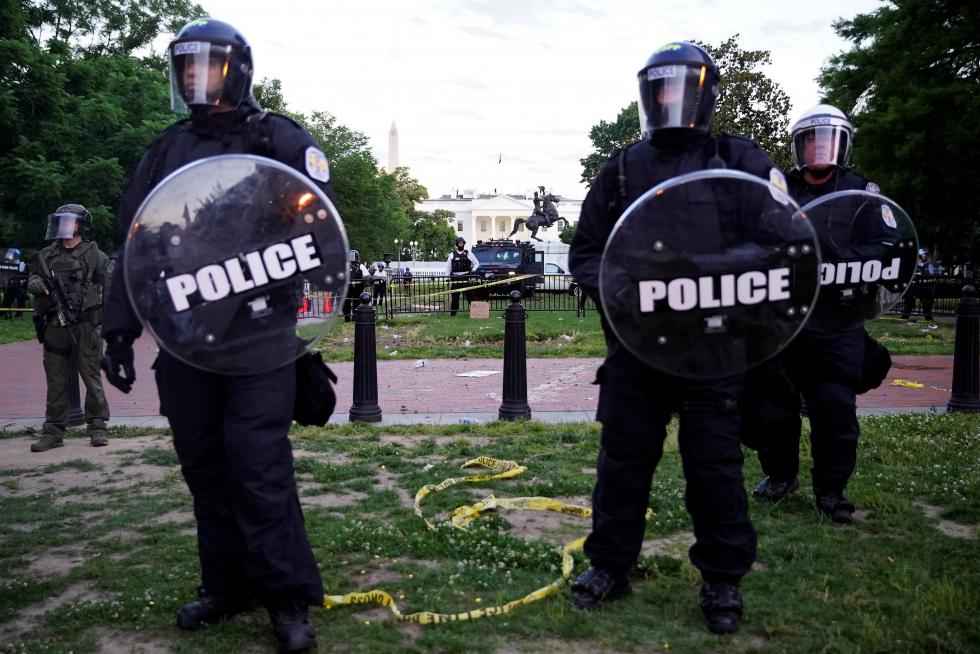 Demonstrators rally near the White House against the death in Minneapolis police custody of George Floyd in Washington, D.C.