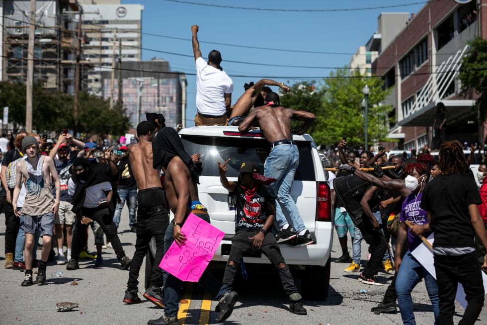 Protesters rally after the death of George Floyd