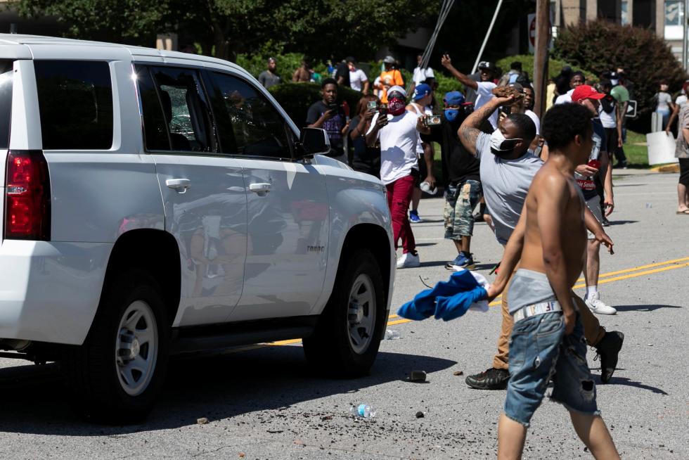 Protesters rally after the death of George Floyd