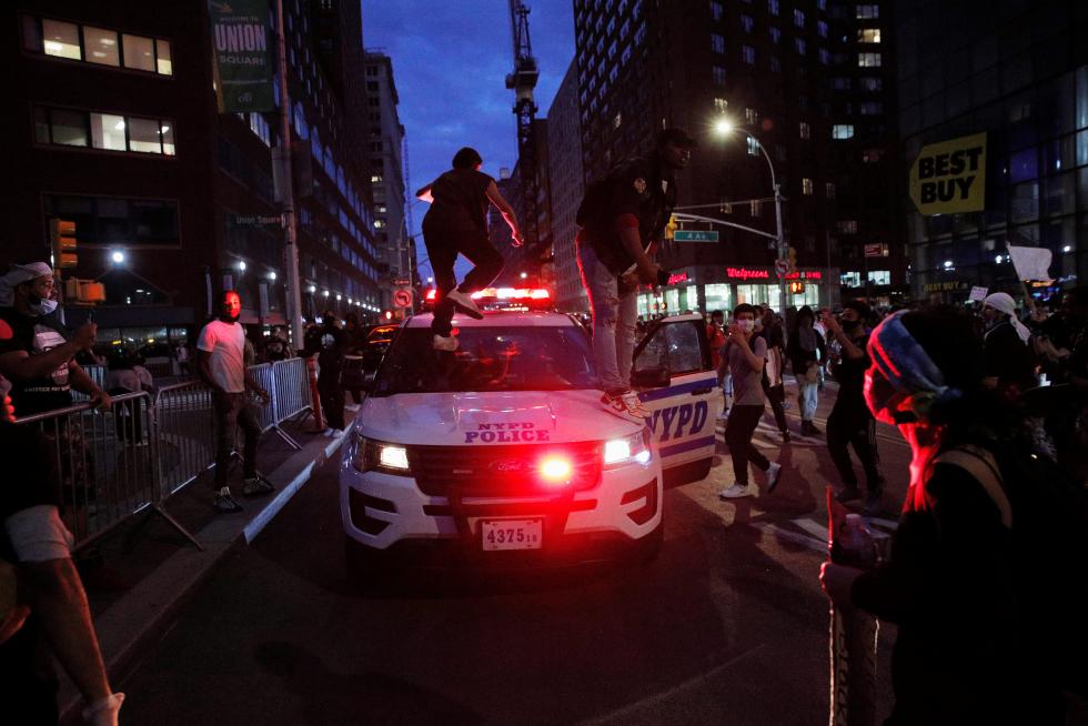 Protesters rally against the death in Minneapolis police custody of George Floyd in Manhattan