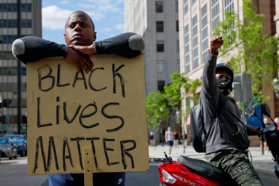 A rally following the death in Minneapolis police custody of George Floyd, in Boston