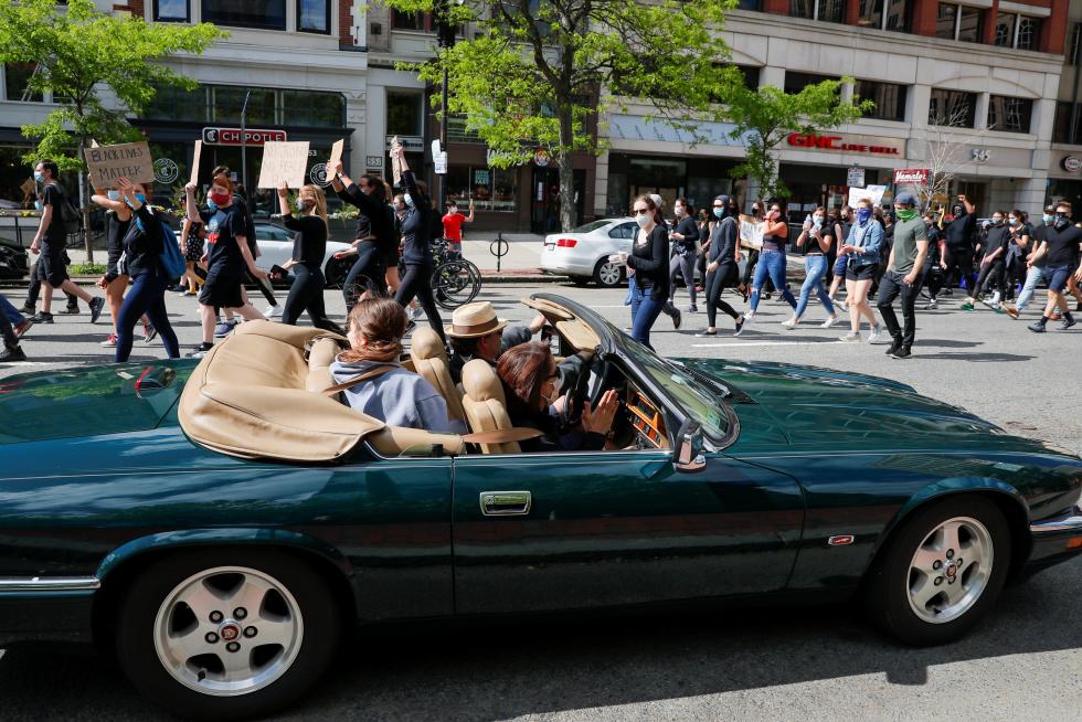 A rally following the death in Minneapolis police custody of George Floyd, in Boston