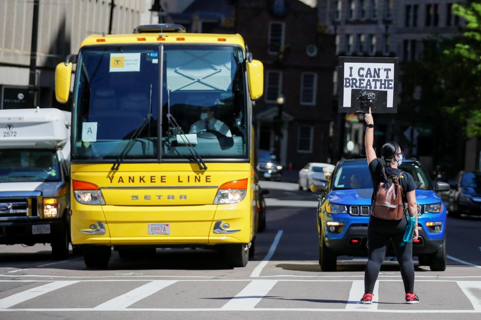 A rally following the death in Minneapolis police custody of George Floyd, in Boston