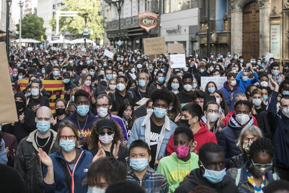 Manifestación contra el racismo en Zaragoza.