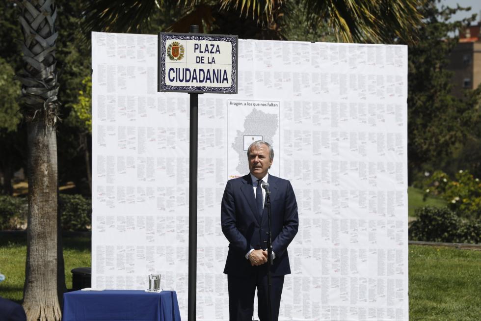 Homenaje en Zaragoza a las víctimas de la pandemia.