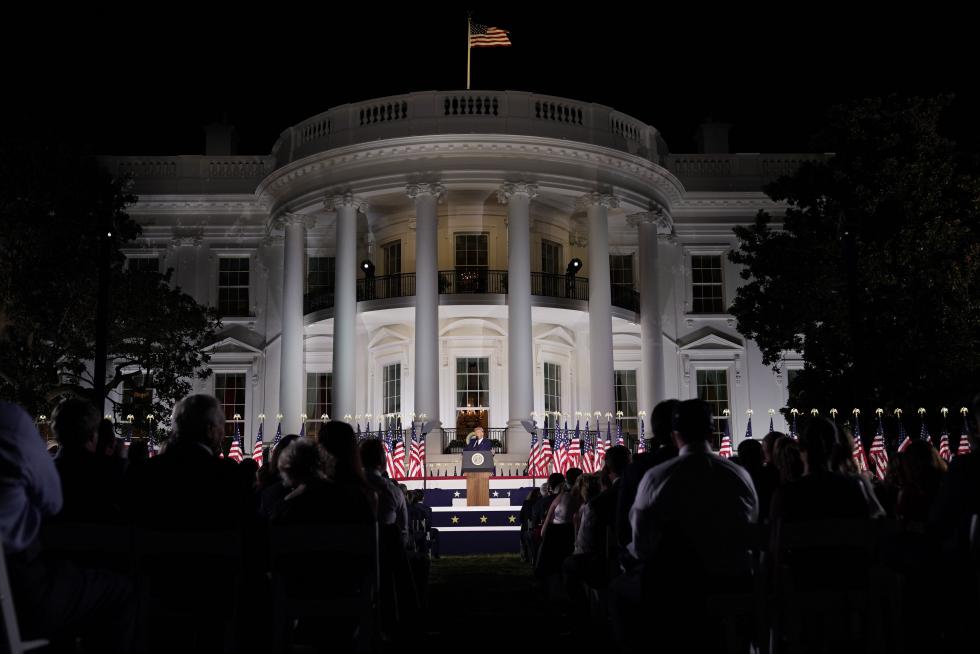 Washington, Dc (United States), 27/08/2020.- Advisor to the President Ivanka Trump speaks during the closing night of the Republican National Convention, on the South Lawn of the White House, in Washington, DC, USA, 27 August 2020. Due to the coronavirus pandemic the Republican Party has moved to a televised format for its convention. (Elecciones, Estados Unidos) EFE/EPA/Leigh Vogel / POOL Republican National Convention closing night