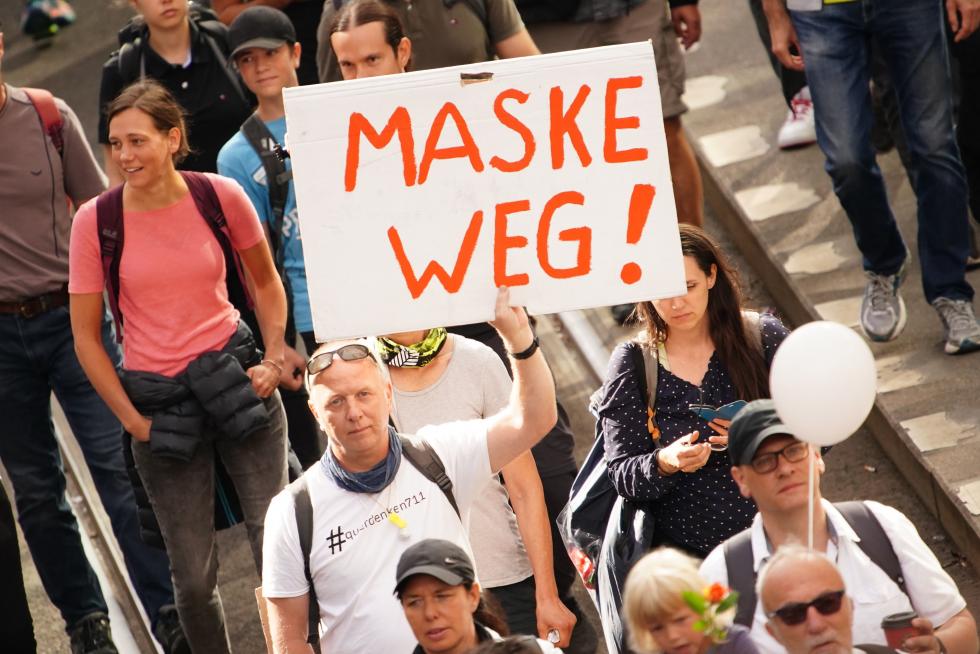 Manifestación de los negacionistas en Berlín