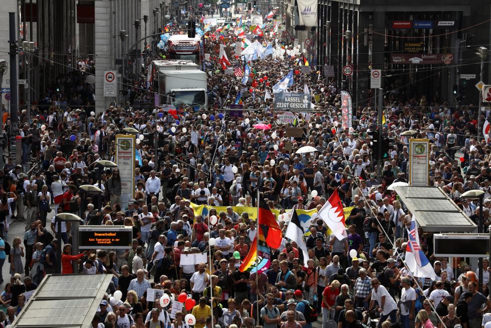 Manifestación de los negacionistas en Berlín