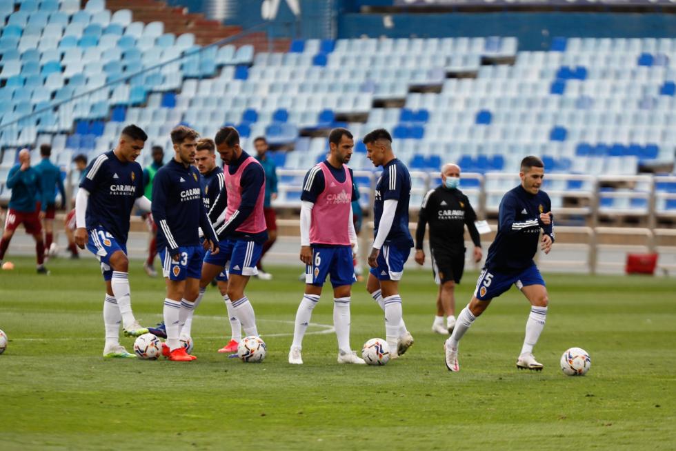 Real Zaragoza - Albacete: calentamiento antes del partido