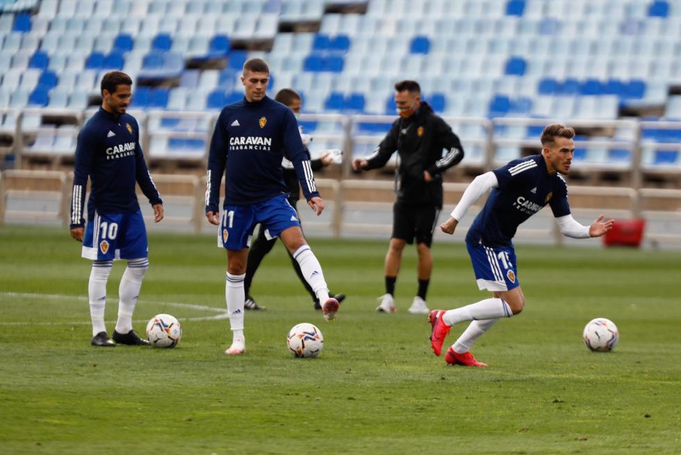 Real Zaragoza - Albacete: calentamiento antes del partido