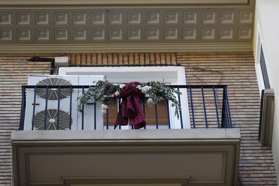 Balcones engalanados en el Día del Pilar 2020 en Zaragoza