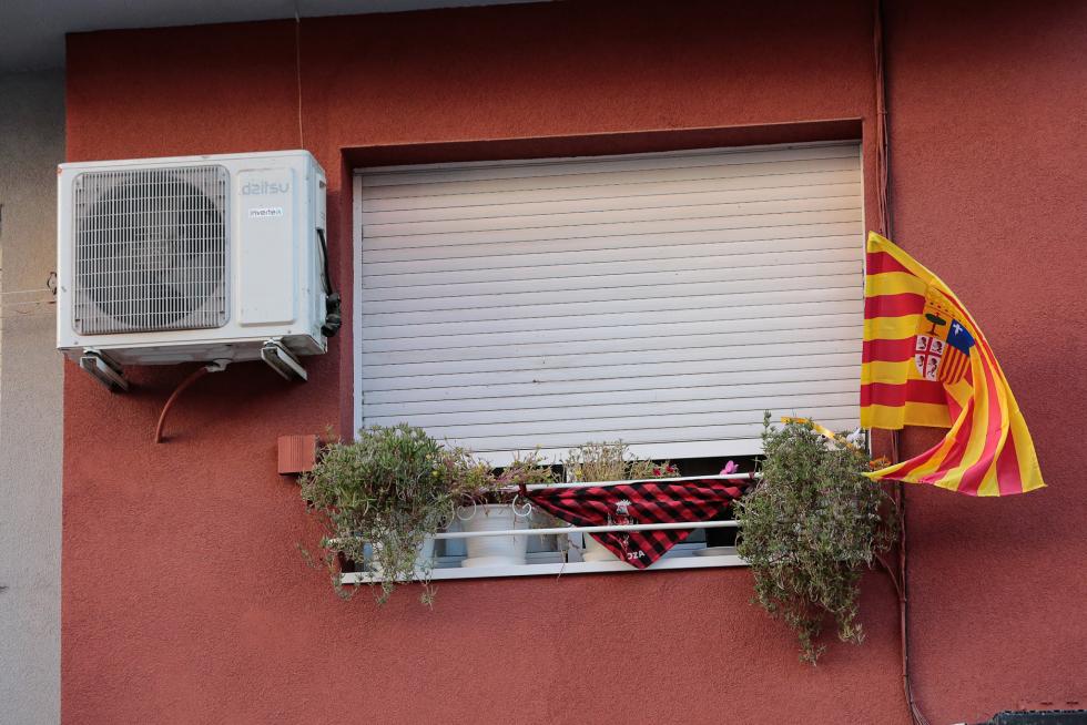 Balcones engalanados en el Día del Pilar 2020 en Zaragoza