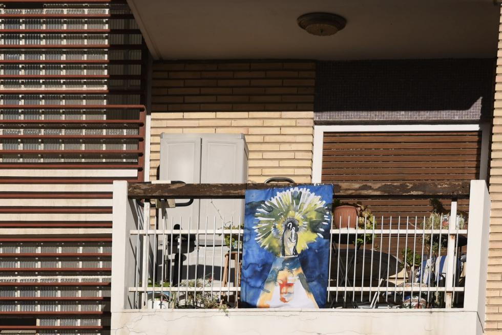 Balcones engalanados en Zaragoza el Día del Pilar 2020