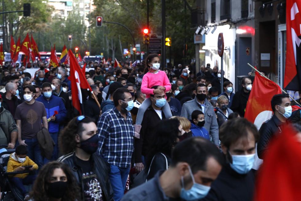 Manifestación de trabajadores de Alumalsa, este sábado en Zaragoza.