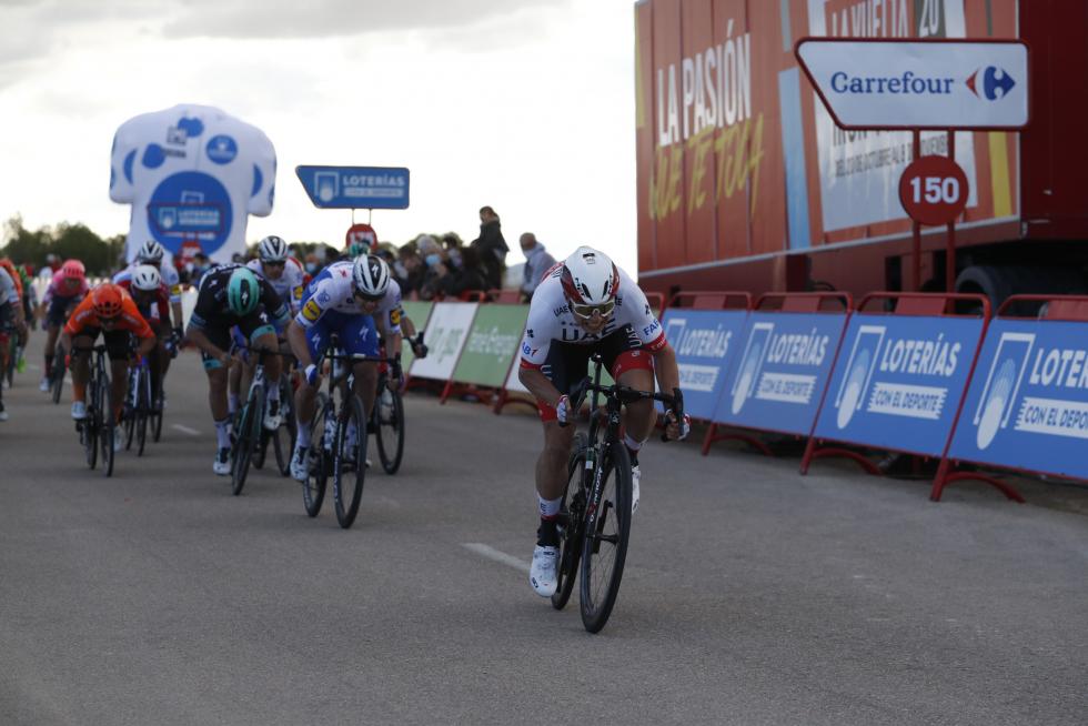 Ambiente en Ejea de los Caballeros, escenario del final de la cuarta etapa de la Vuelta a España