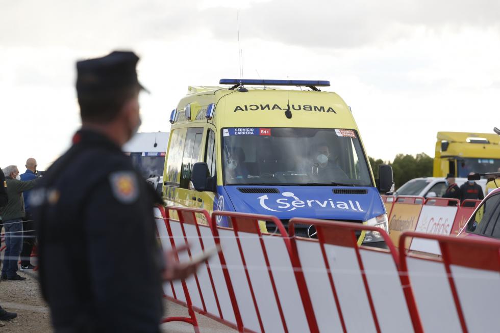 Ambiente en Ejea de los Caballeros, escenario del final de la cuarta etapa de la Vuelta a España