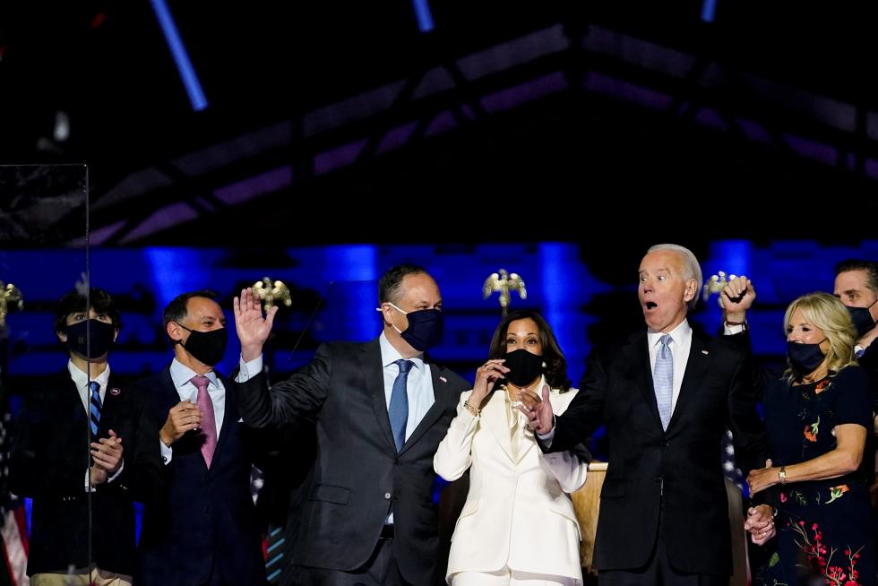 Joe Biden y Kamala Harris celebran haber ganado las elecciones a la Presidencia de Estados Unidos
