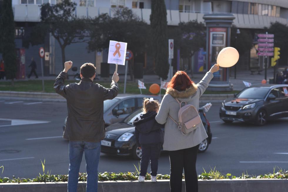 Multitudinaria protesta en coche de la enseñanza concertada en Zaragoza
