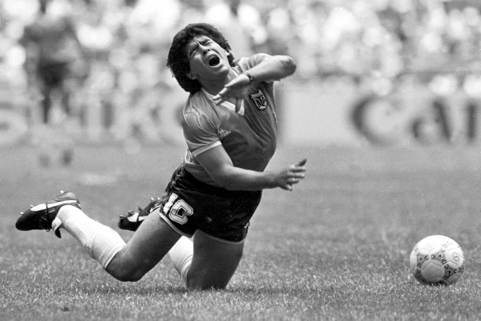 Maradona, durante el partido de cuartos de final del Mundial de México 1986 contra Inglaterra.
