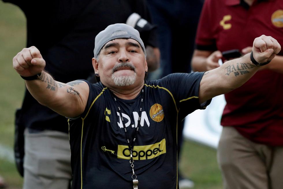 Maradona, durante la primera sesión como entrenador del Dorados, en el estadio Banorte de Culiacán, en México, 10 de septiembre de 2018.
