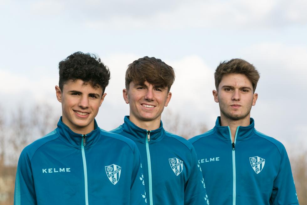 Marcos Alamañac, Manu Rico y Darío Mairal, canteranos de la SD Huesca.